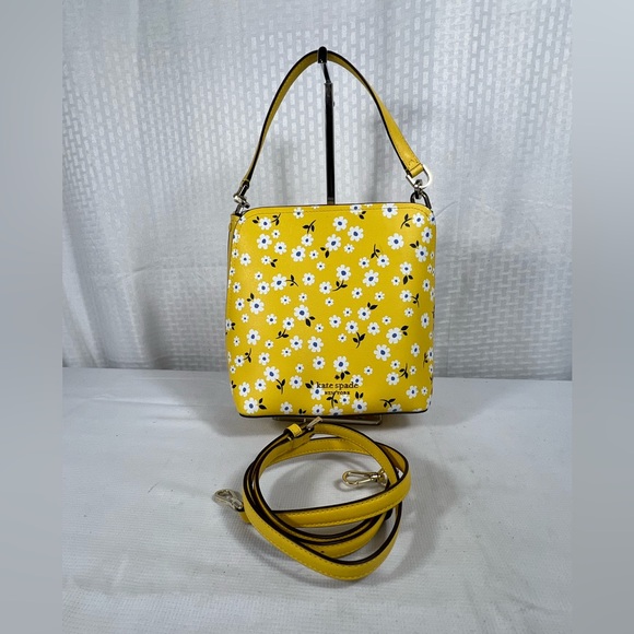 NWOT: Kate Spade Yellow Floral Crossbody Satchel – Convertible Top Handle - Picture 1 of 13